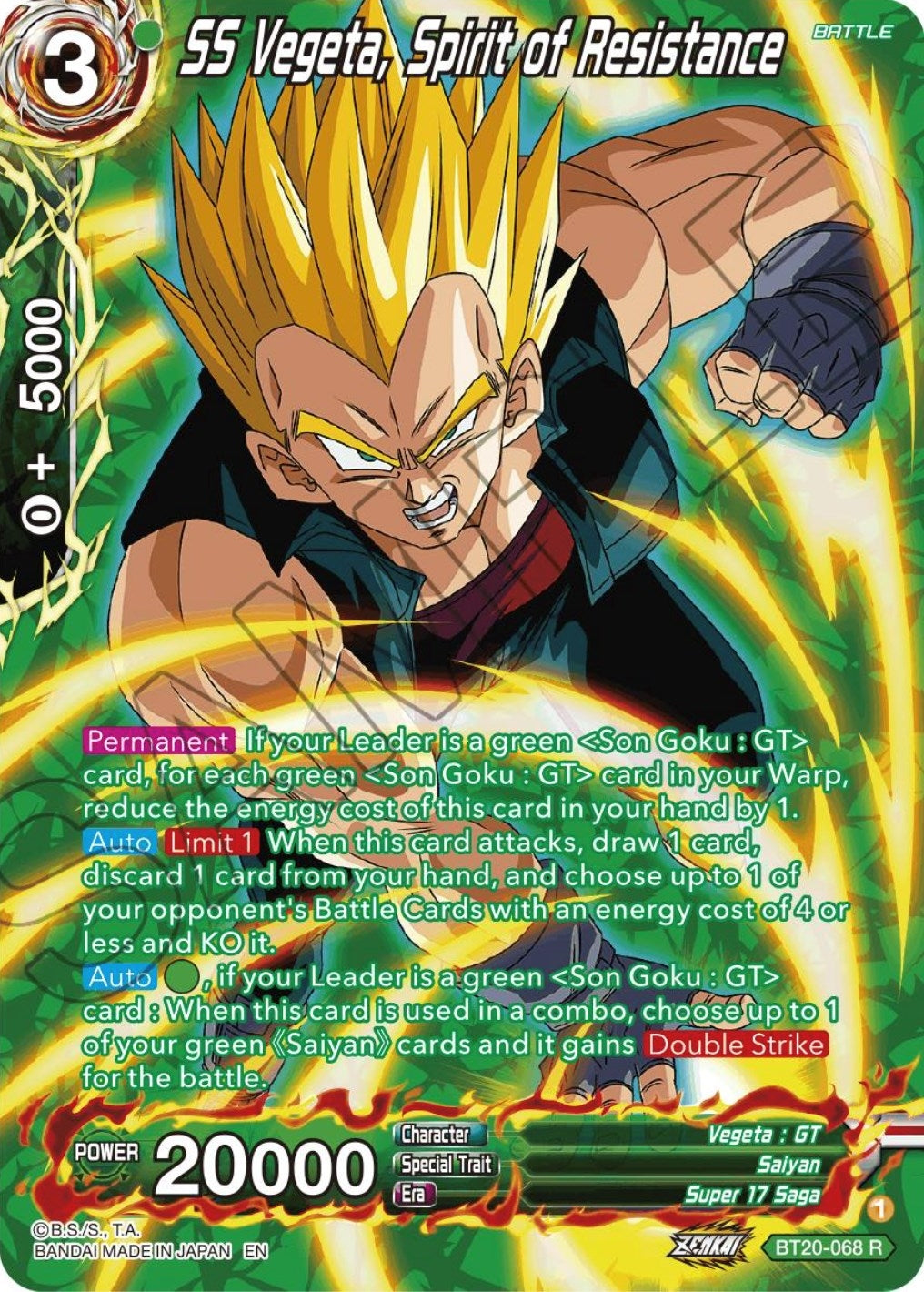 Image for SS Vegeta, Spirit of Resistance (Silver Foil) - Dragon Ball Super: Masters