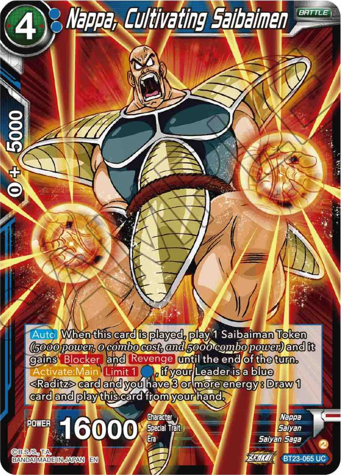Image for Nappa, Cultivating Saibaimen - Dragon Ball Super: Masters