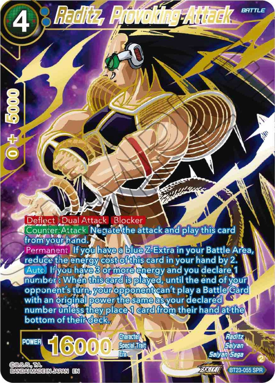 Image for Raditz, Provoking Attack (SPR) - Dragon Ball Super: Masters