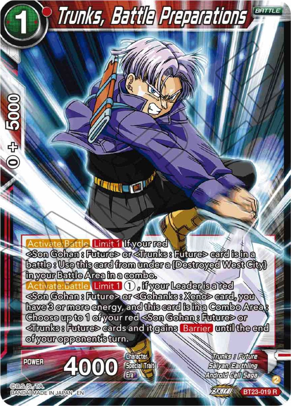 Image for Trunks, Battle Preparations - Dragon Ball Super: Masters