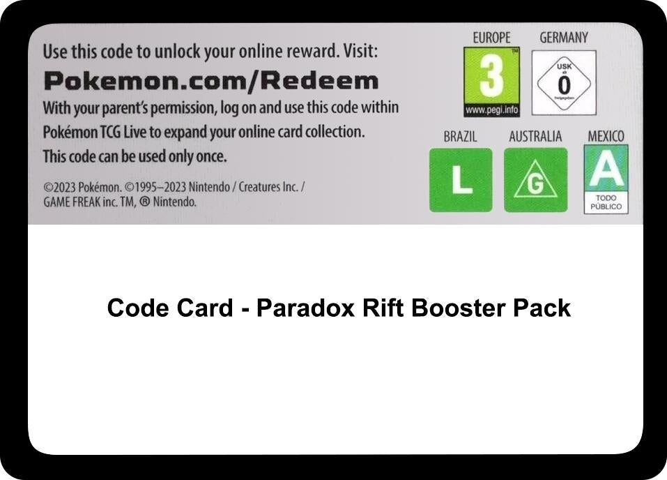 Image for Code Card - Paradox Rift Booster Pack - Pokemon