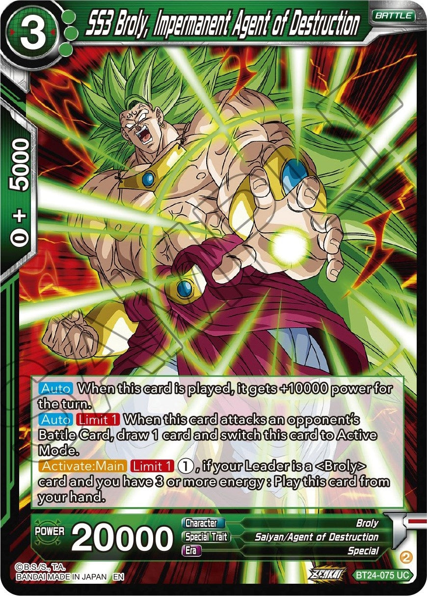 Image for SS3 Broly, Impermanent Agent of Destruction - Dragon Ball Super: Masters