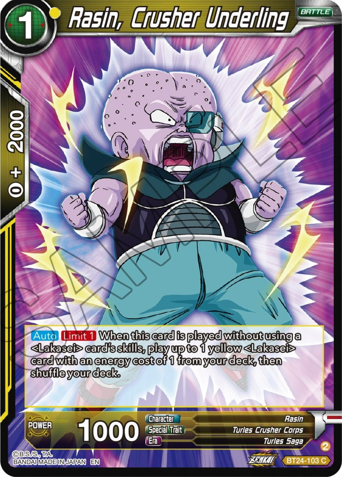 Image for Rasin, Crusher Underling - Dragon Ball Super: Masters