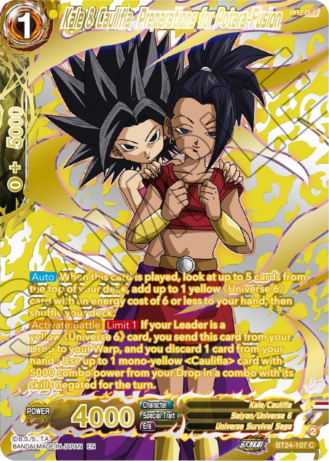 Image for Kale & Caulifla, Preparations for Potara-Fusion (Collector Booster Gold) - Dragon Ball Super: Masters