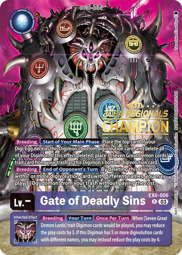 Image for Gate of Deadly Sins (2024 Regionals Champion) - Digimon Card Game