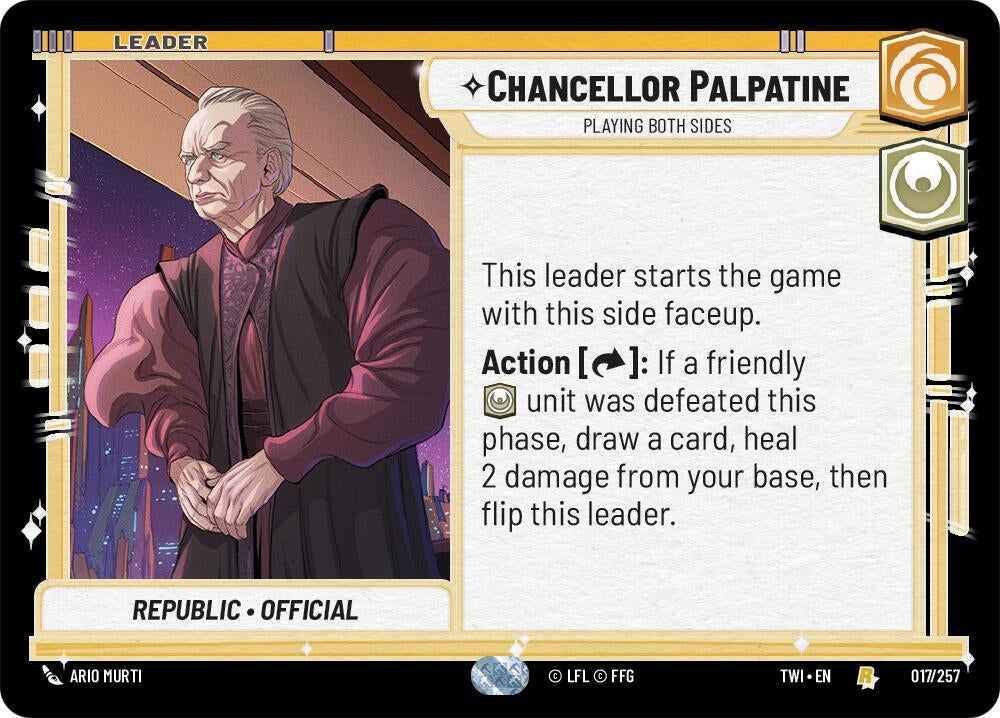 Image for Chancellor Palpatine - Playing Both Sides - Star Wars: Unlimited