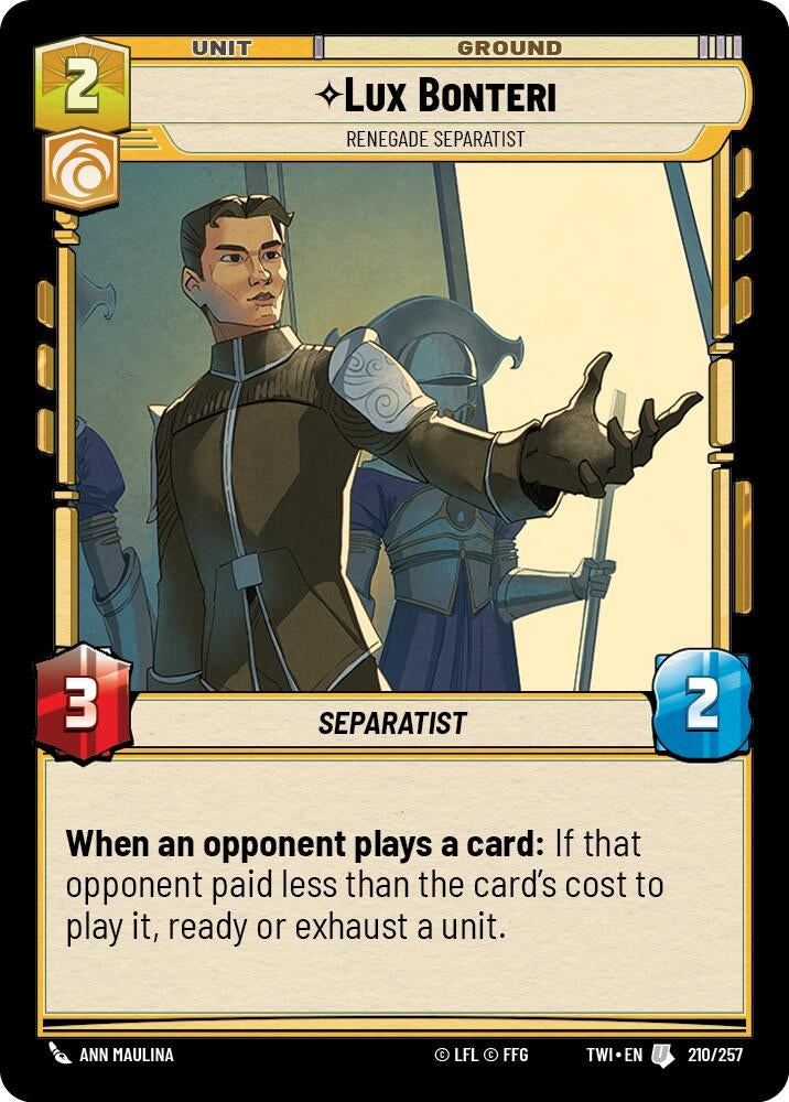 Image for Lux Bonteri - Renegade Separatist - Star Wars: Unlimited