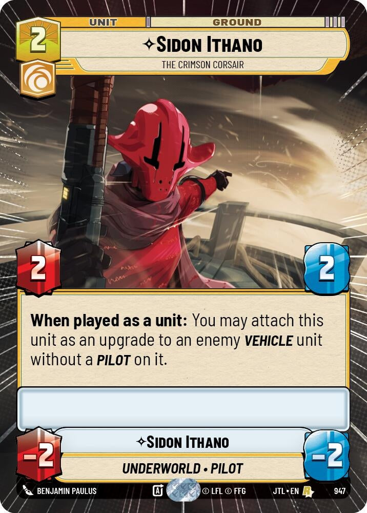 Image for Sidon Ithano - The Crimson Corsair (Hyperspace Foil) - Star Wars: Unlimited