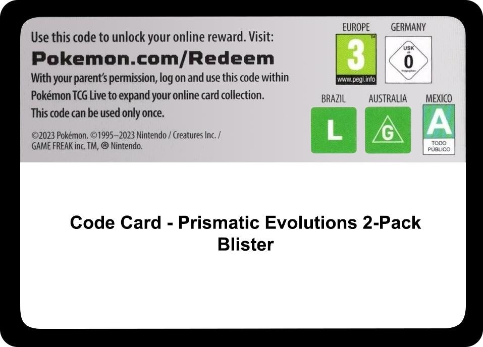 Image for Code Card - Prismatic Evolutions 2-Pack Blister - Pokemon