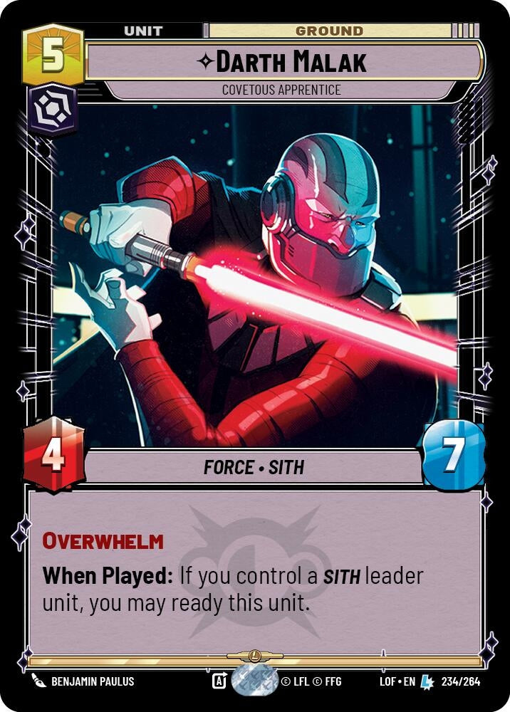 Image for Darth Malak - Covetous Apprentice - Star Wars: Unlimited
