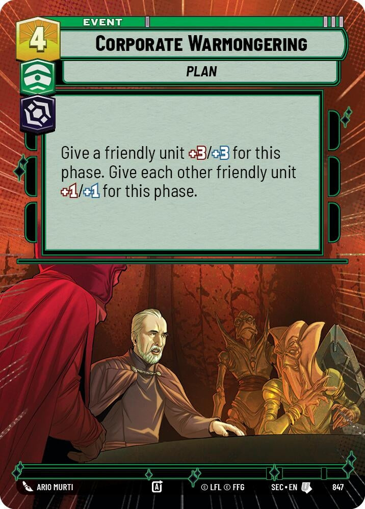 Image for Corporate Warmongering (Hyperspace Foil) - Star Wars: Unlimited