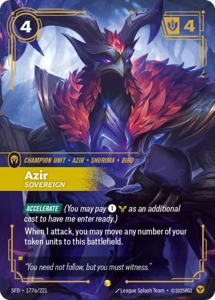 Image for Azir, Sovereign (Alternate Art) - Riftbound: League of Legends Trading Card Game