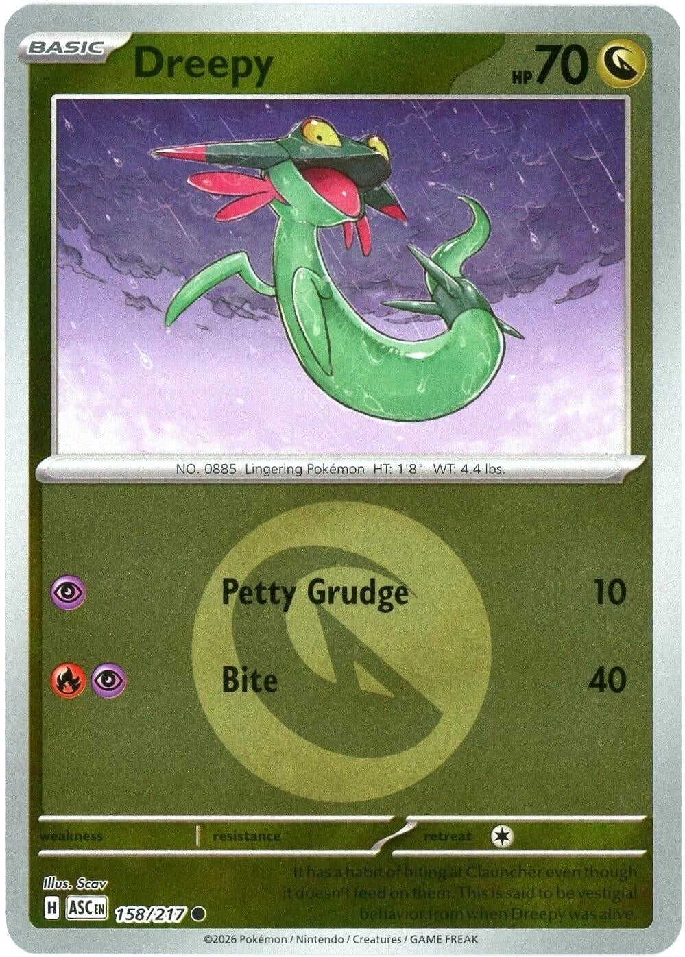 Image for Dreepy - 158/217 (Energy Symbol Pattern) - Pokemon