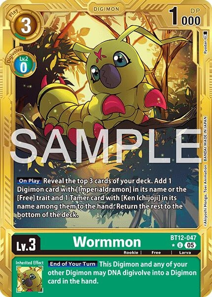 Image for Wormmon - BT12-047 (Gold Border) - Digimon Card Game