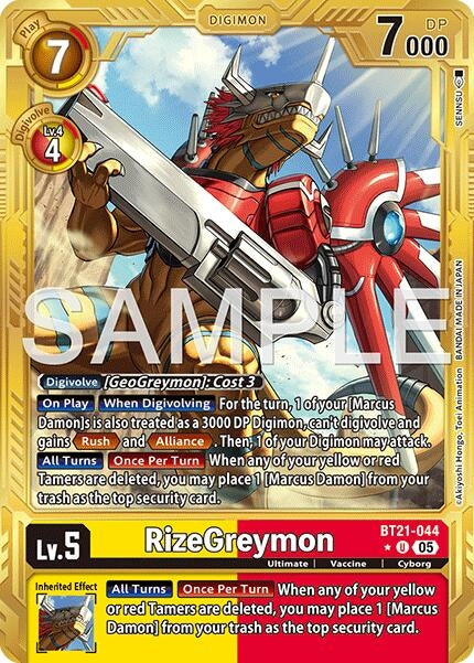 Image for RizeGreymon - BT21-044 (Gold Border) - Digimon Card Game