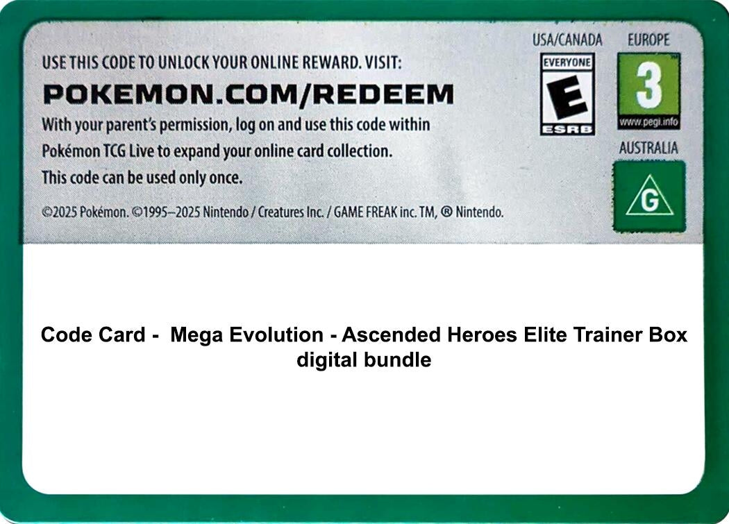 Image for Code Card - Ascended Heroes Elite Trainer Box digital bundle - Pokemon