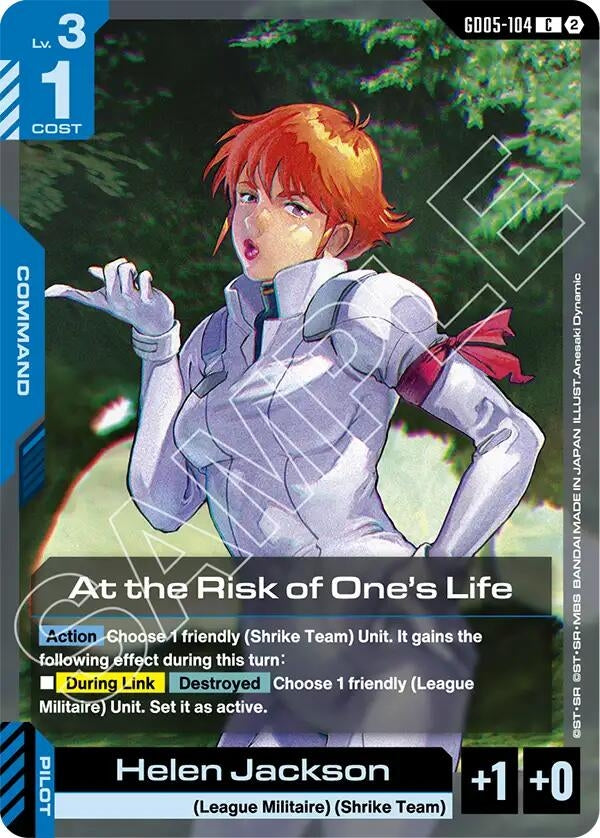 Image for At the Risk of One's Life - Gundam Card Game