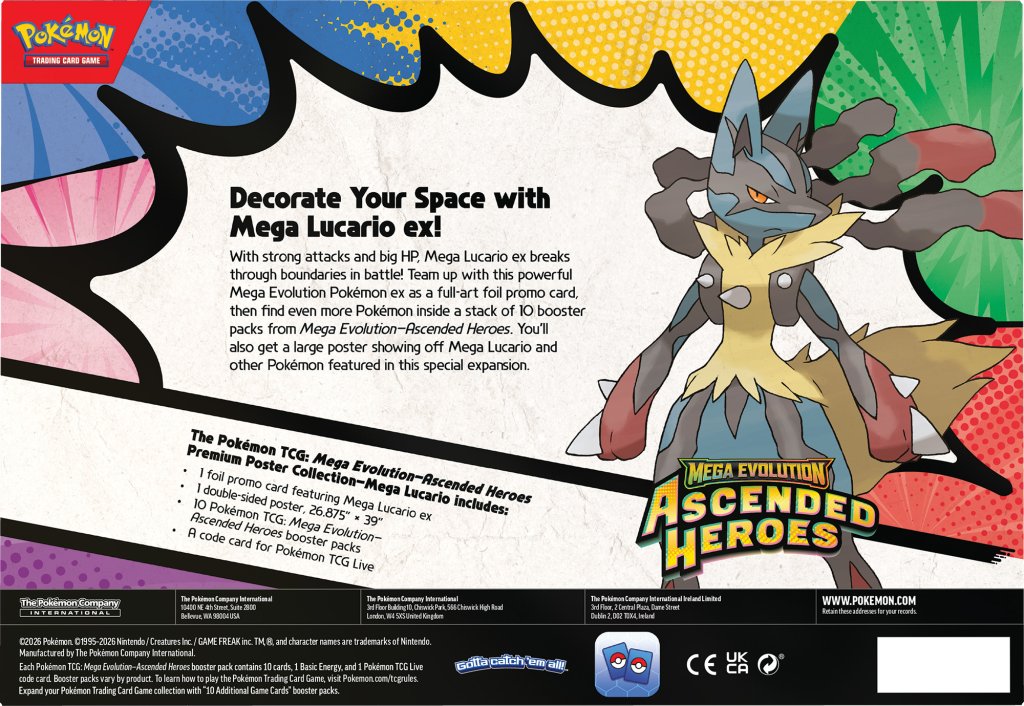 Pokémon TCG: Mega Evolution—Ascended Heroes Premium Poster Collection—Mega Lucario ex
