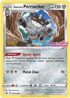 Image for Galarian Perrserker - SWSH008 (Prerelease) [Staff] - Pokemon