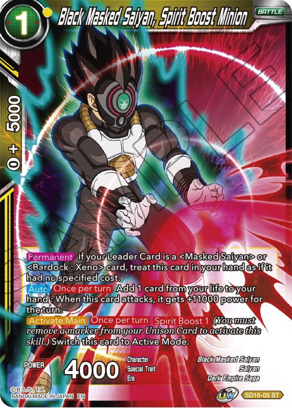 Image for Black Masked Saiyan, Spirit Boost Minion - Dragon Ball Super: Masters