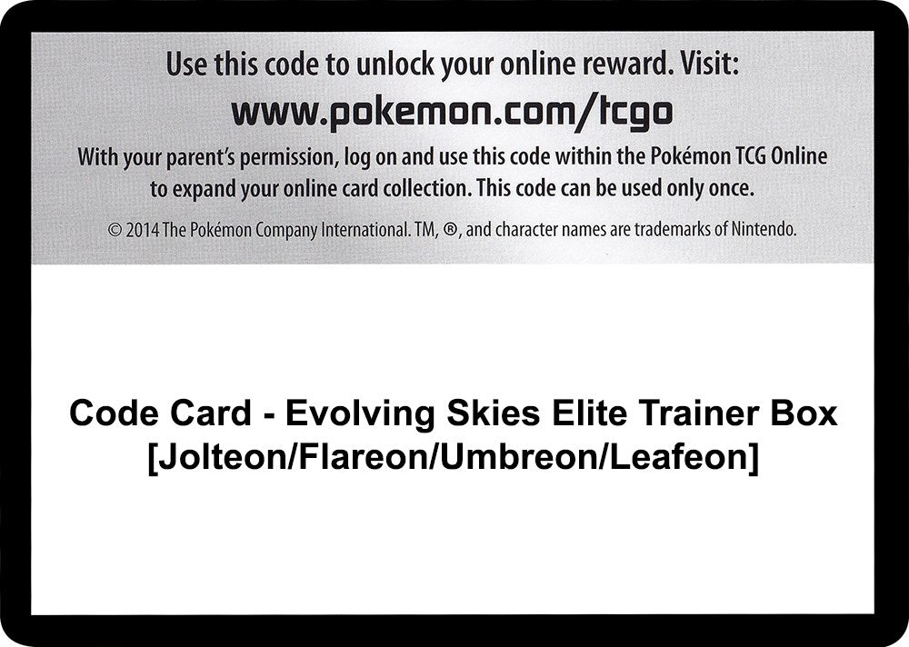 Image for Code Card - Evolving Skies Elite Trainer Box [Jolteon/Flareon/Umbreon/Leafeon] - Pokemon