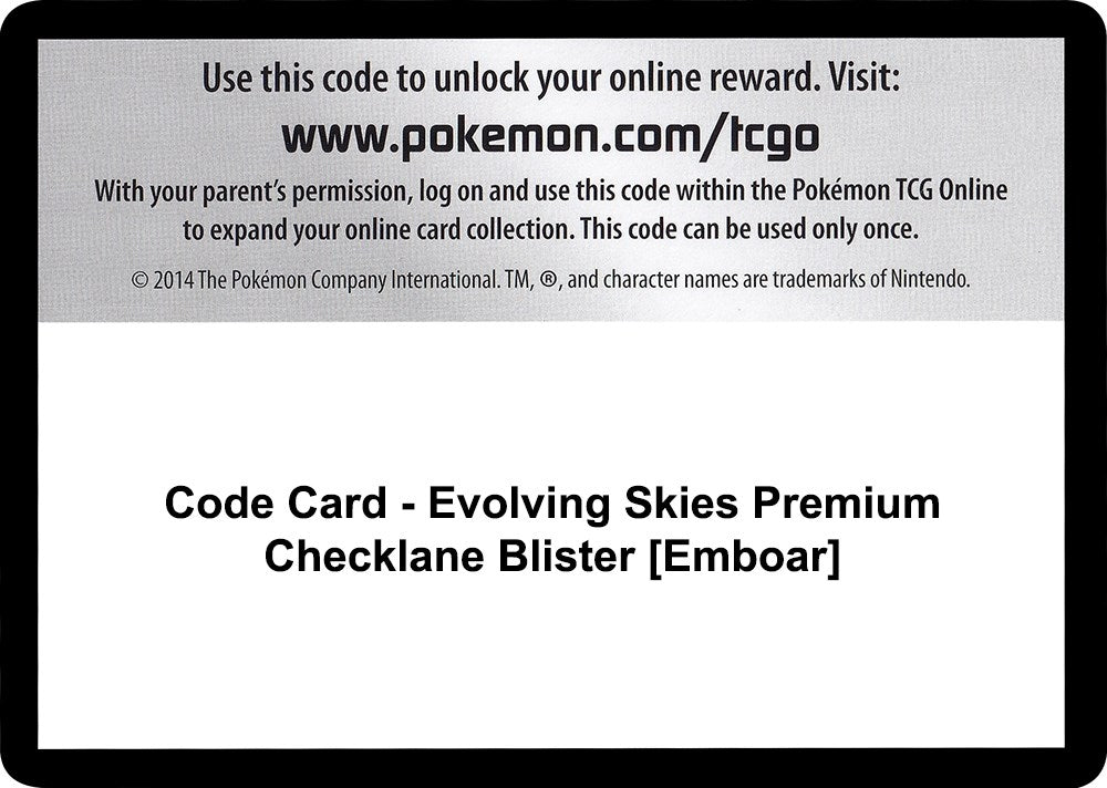 Image for Code Card - Evolving Skies Premium Checklane Blister [Emboar] - Pokemon
