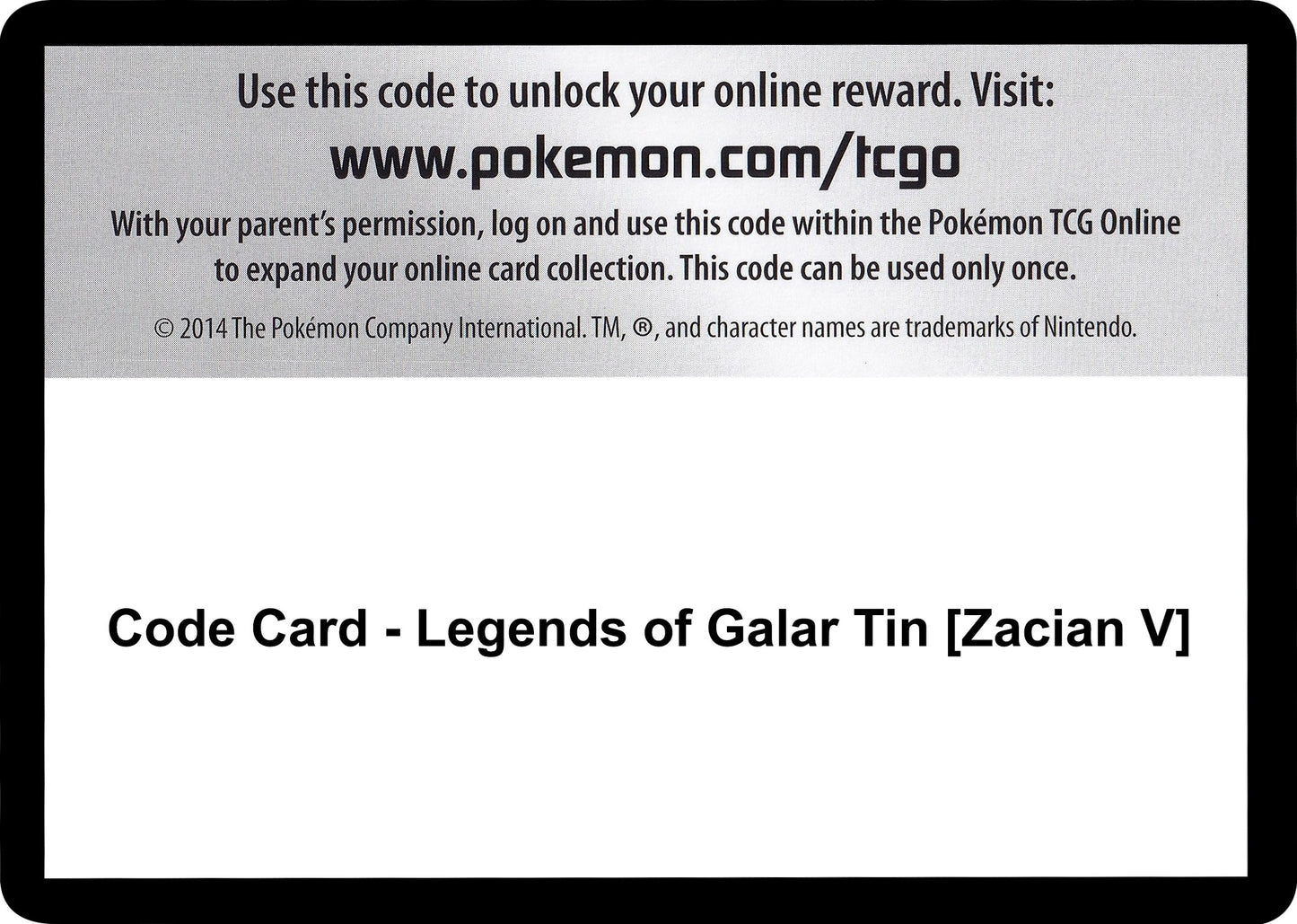 Image for Code Card - Legends of Galar Tin [Zacian V] - Pokemon