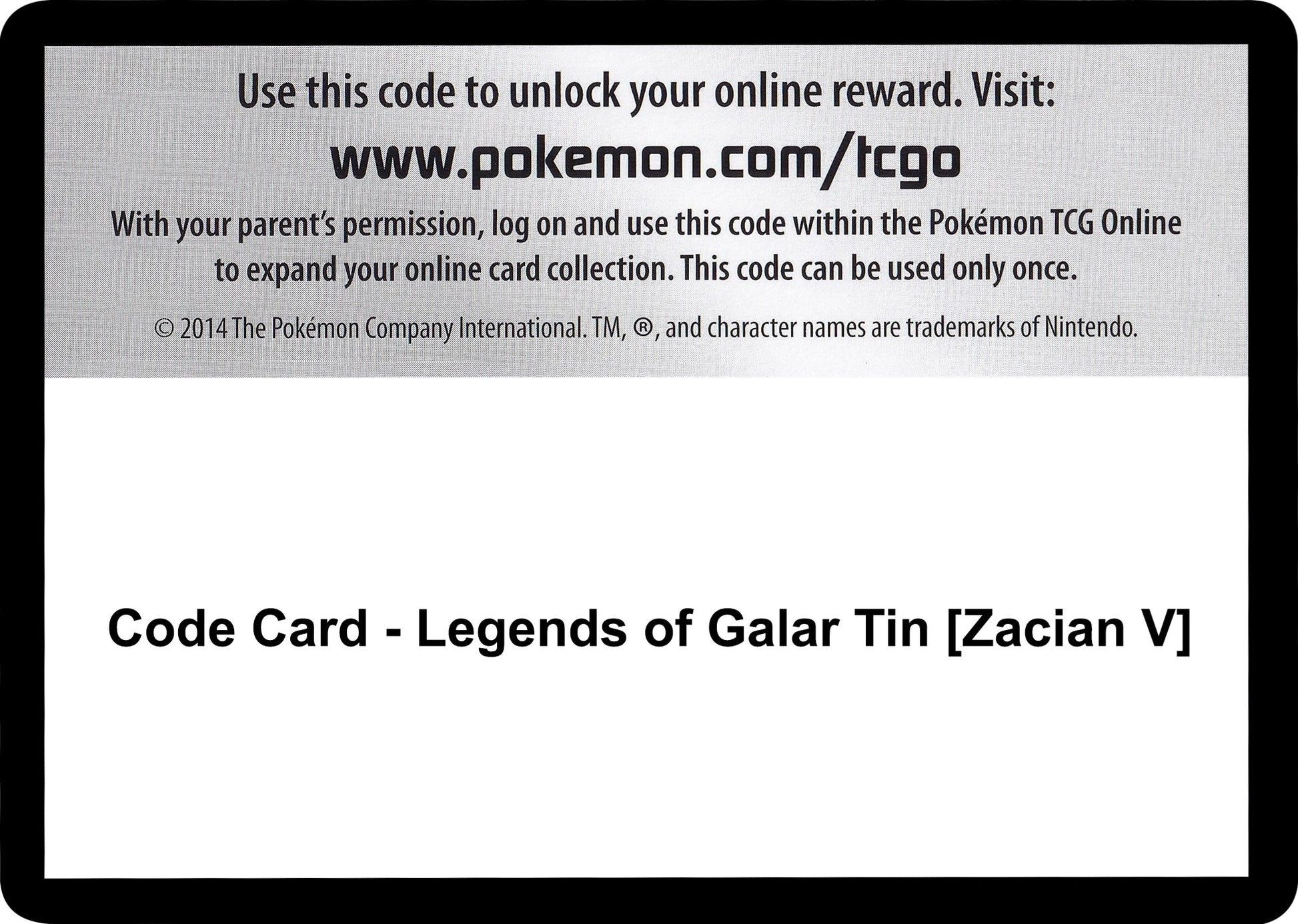 Image for Code Card - Legends of Galar Tin [Zacian V] - Pokemon