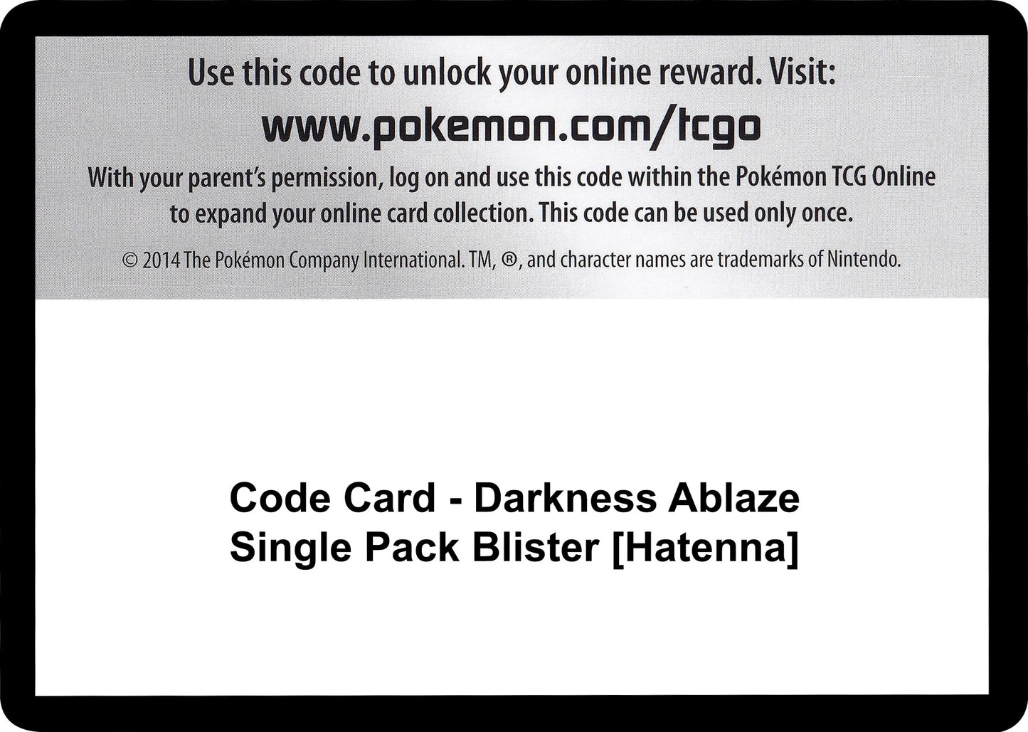 Image for Code Card - Darkness Ablaze Single Pack Blister [Hatenna] - Pokemon