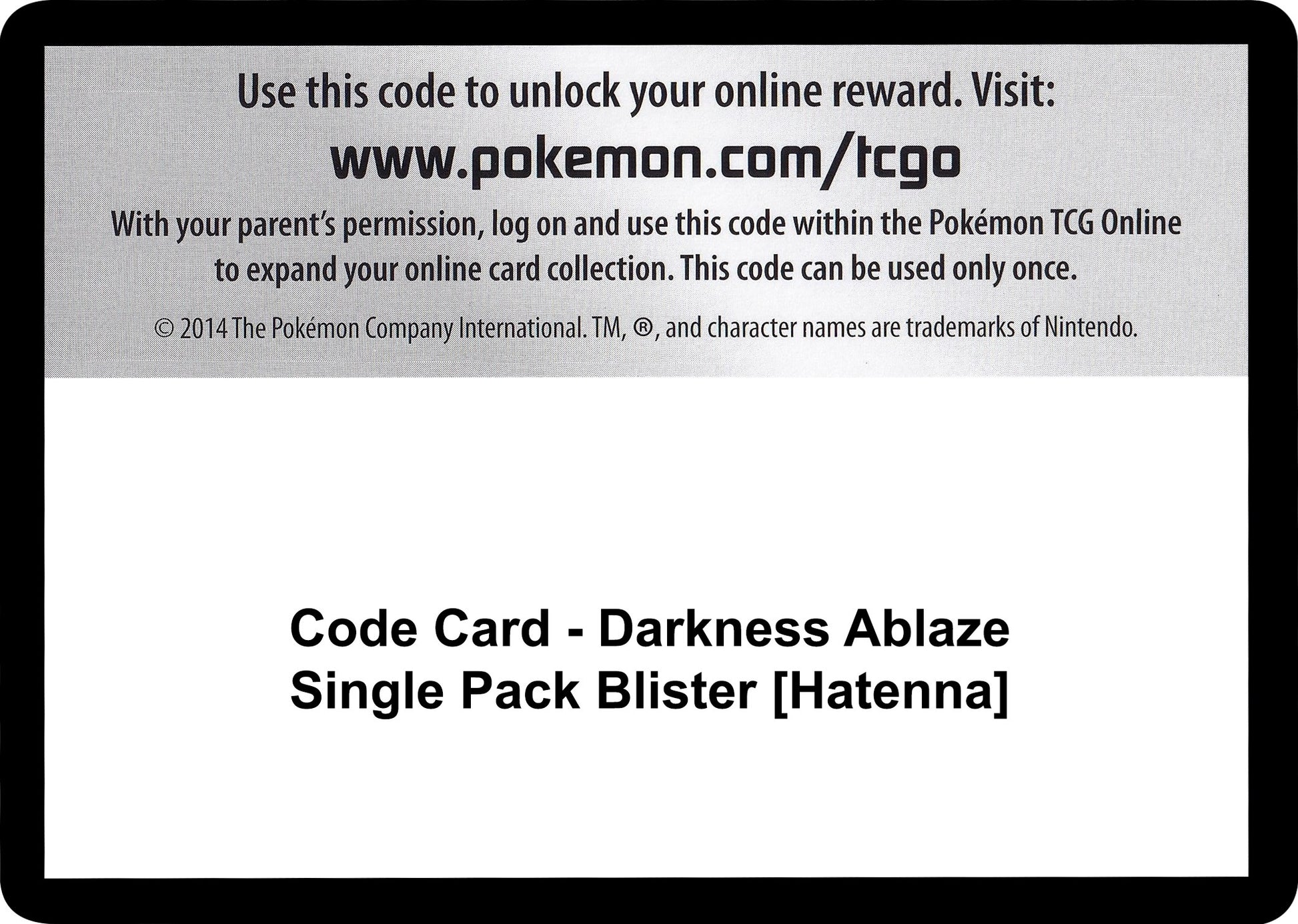 Image for Code Card - Darkness Ablaze Single Pack Blister [Hatenna] - Pokemon