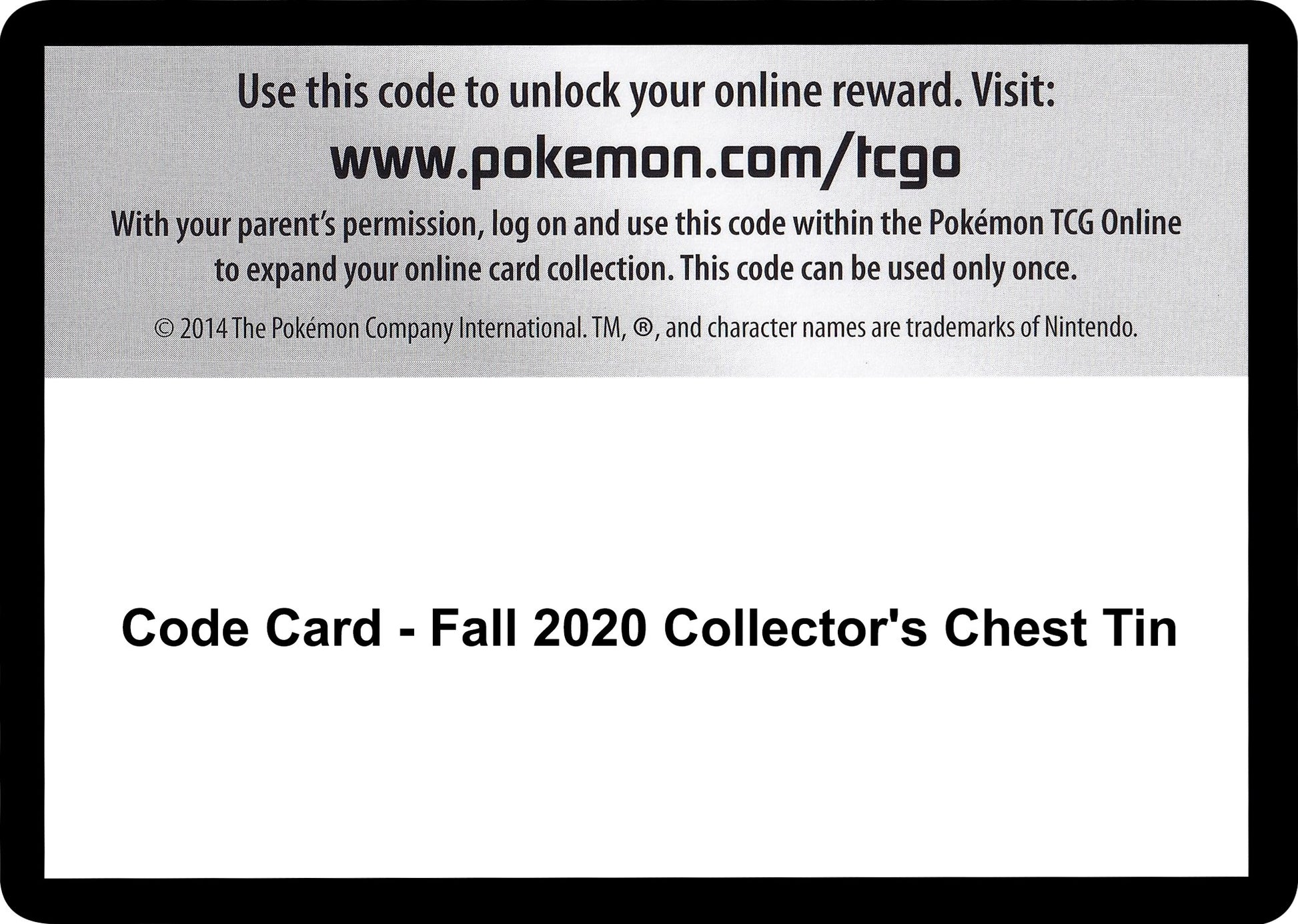 Image for Code Card - Fall 2020 Collector's Chest Tin - Pokemon