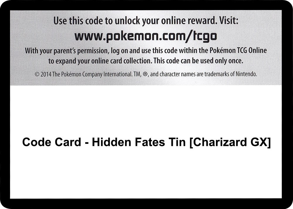 Image for Code Card - Hidden Fates Tin [Charizard GX] - Pokemon