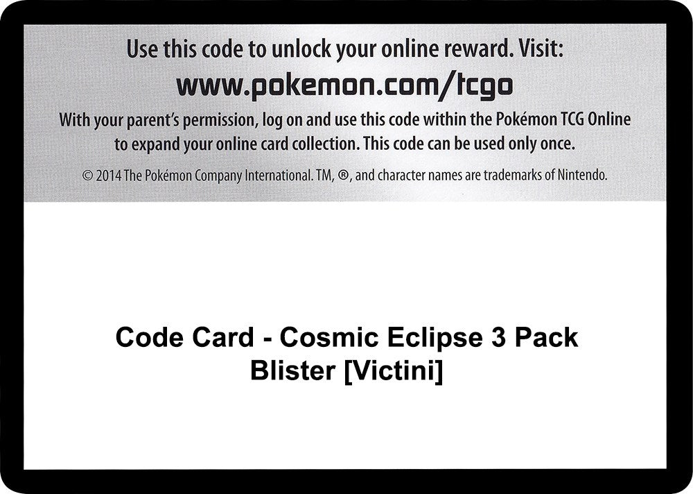 Image for Code Card - Cosmic Eclipse 3 Pack Blister [Victini] - Pokemon
