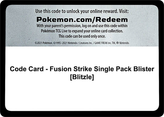 Image for Code Card - Fusion Strike Single Pack Blister [Blitzle] - Pokemon