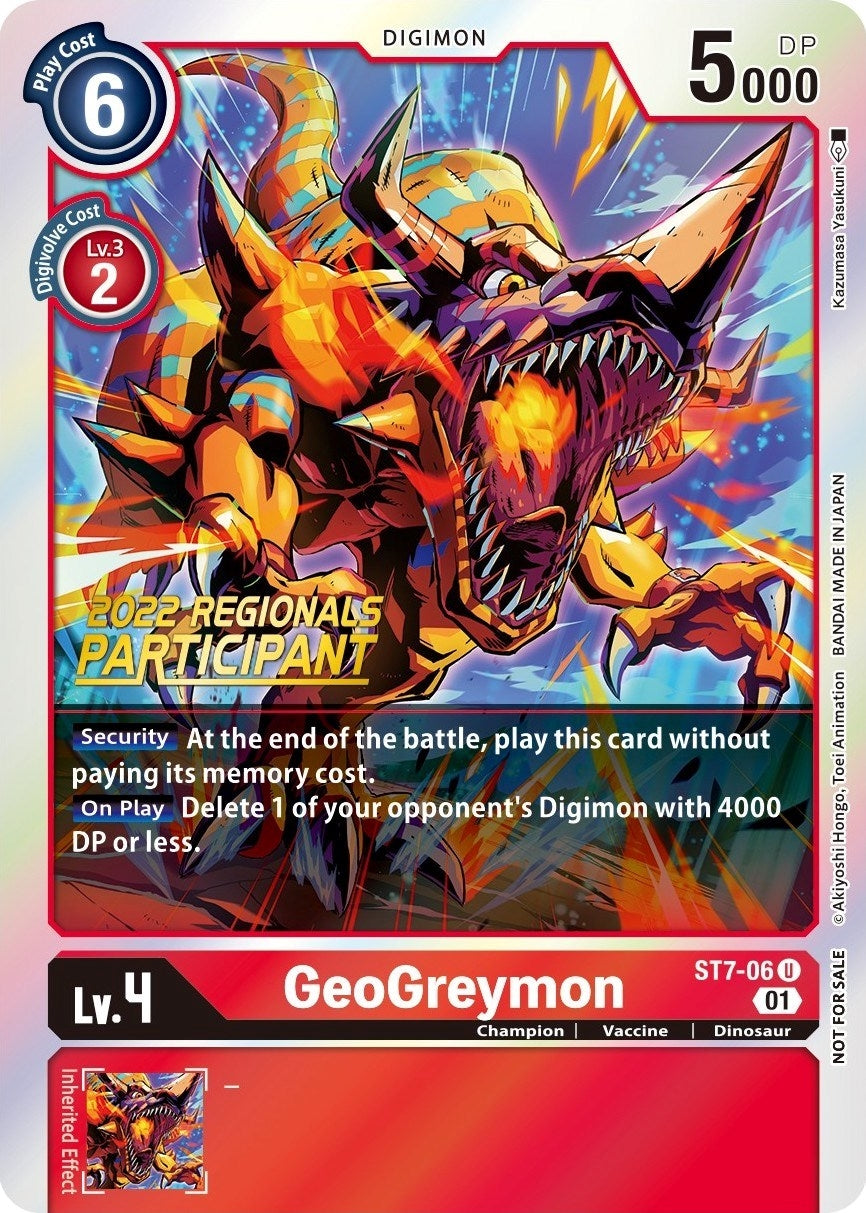 Image for GeoGreymon (2022 Championship Offline Regional) [Online Participant] - Digimon Card Game