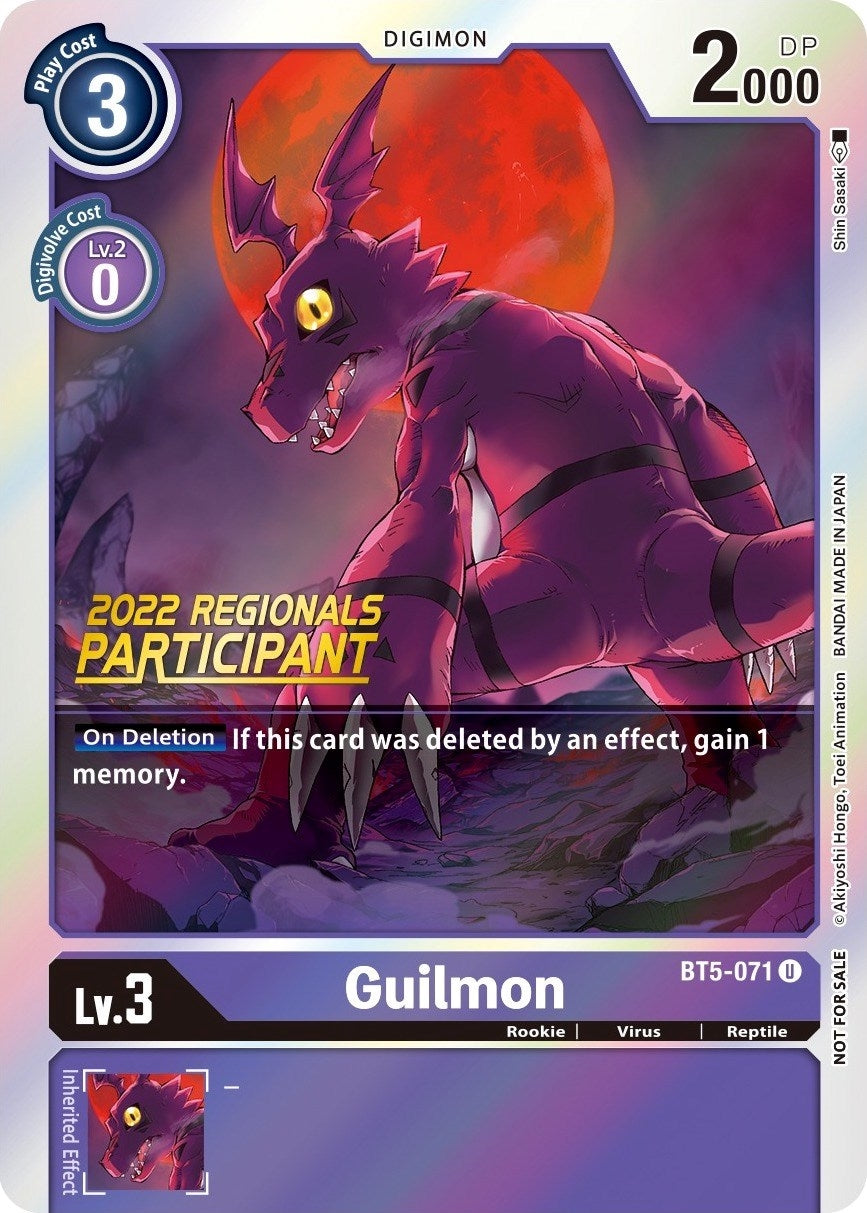 Image for Guilmon (2022 Championship Offline Regional) [Online Participant] - Digimon Card Game