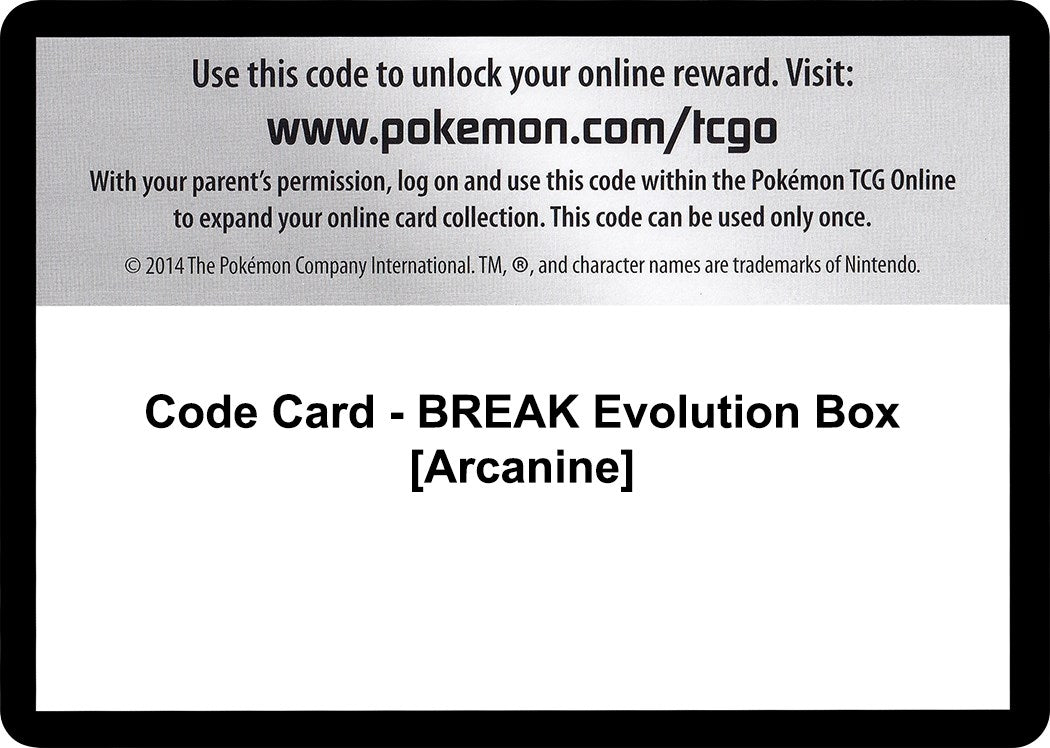 Image for Code Card - BREAK Evolution Box [Arcanine] - Pokemon
