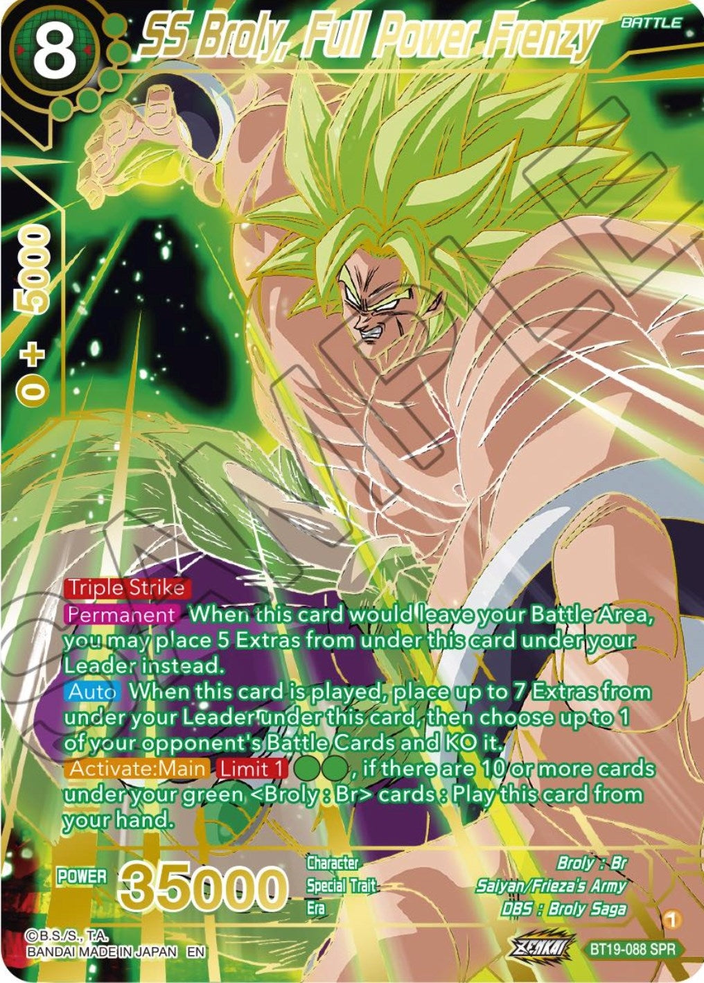Image for SS Broly, Full Power Frenzy (SPR) - Dragon Ball Super: Masters