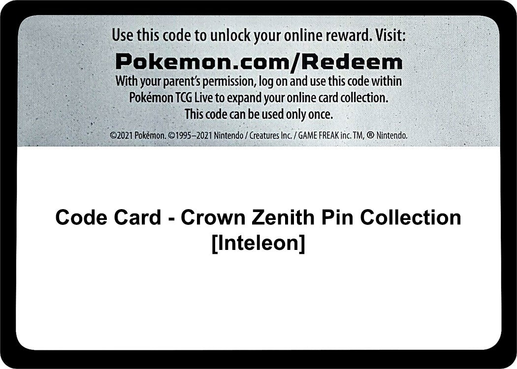 Image for Code Card - Crown Zenith Pin Collection [Inteleon] - Pokemon