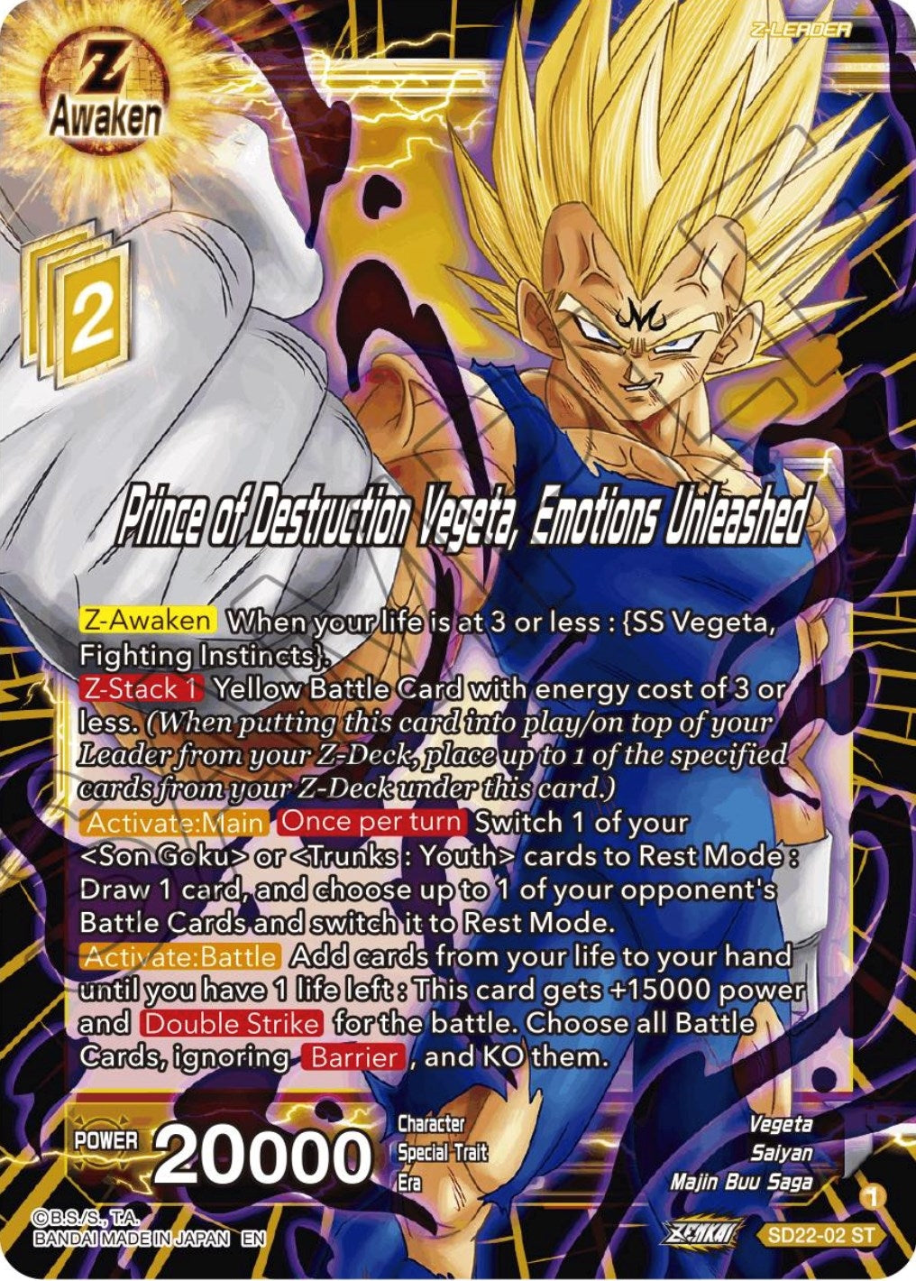 Image for Prince of Destruction Vegeta, Emotions Unleashed - Dragon Ball Super: Masters