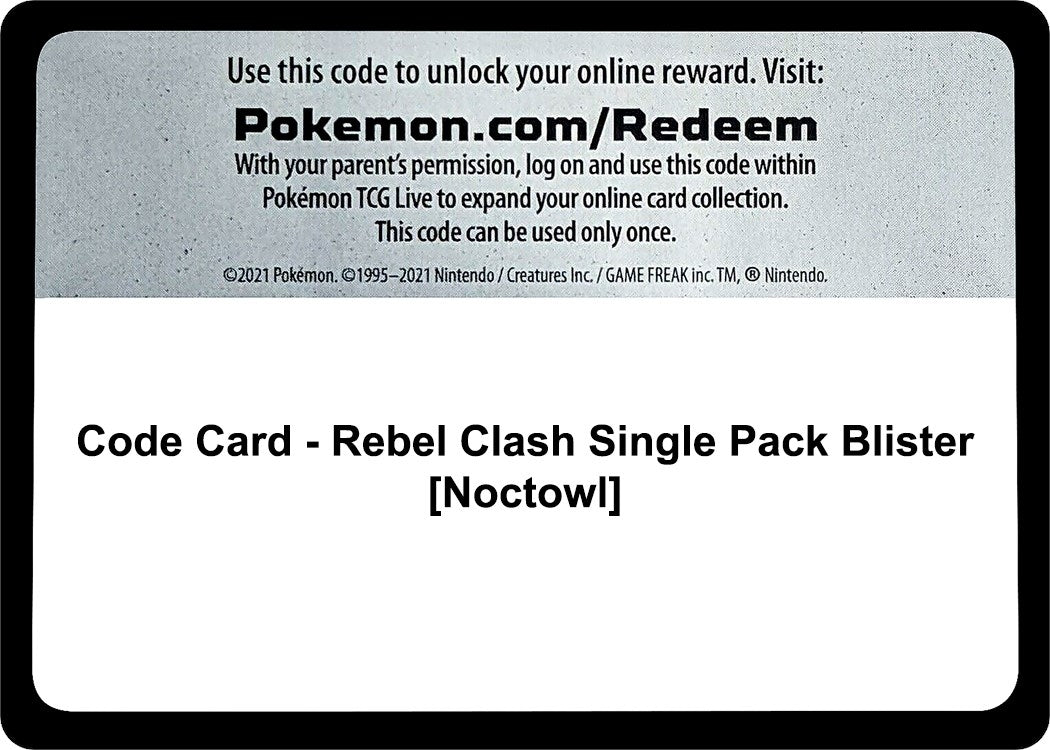 Image for Code Card - Rebel Clash Single Pack Blister [Noctowl] - Pokemon