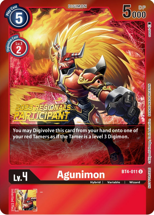 Image for Agunimon - BT4-011 (2023 Regionals Participant) - Digimon Card Game