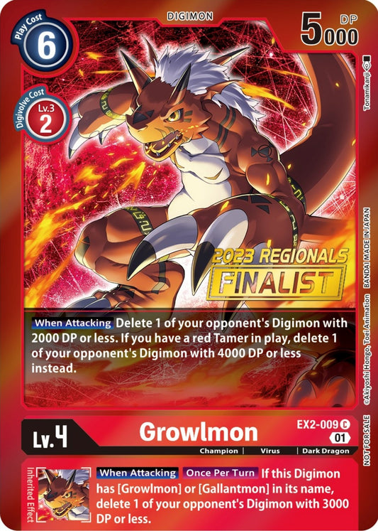Image for Growlmon (2023 Regionals Finalist) - Digimon Card Game