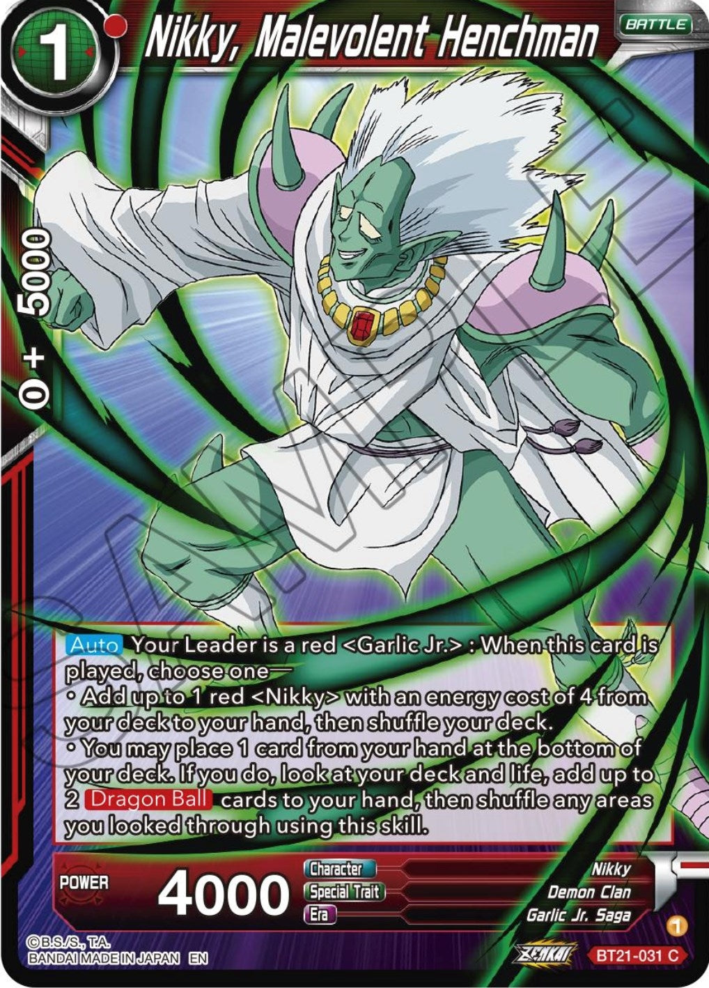 Image for Nikky, Malevolent Henchman - Dragon Ball Super: Masters