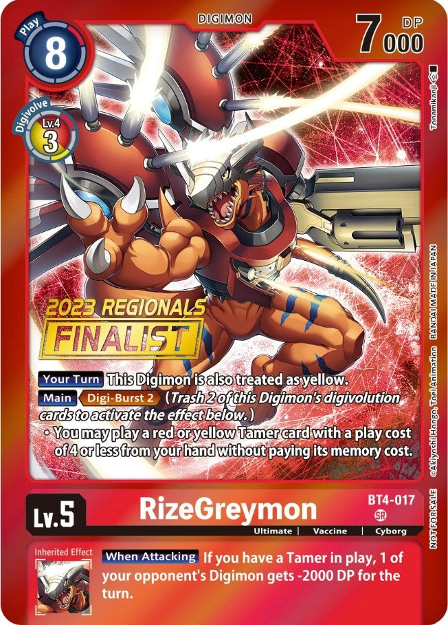 Image for RizeGreymon (2023 Regionals Finalist) - Digimon Card Game