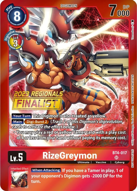 Image for RizeGreymon (2023 Regionals Finalist) - Digimon Card Game