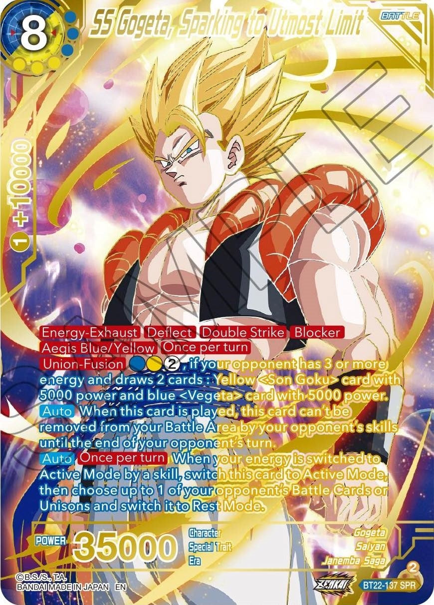 Image for SS Gogeta, Sparking to Utmost Limit (SPR) - Dragon Ball Super: Masters