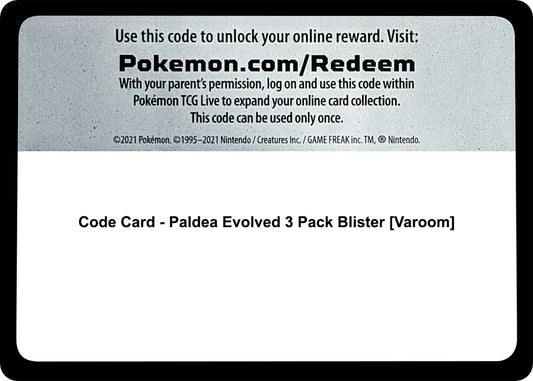 Image for Code Card - Paldea Evolved 3 Pack Blister [Varoom] - Pokemon