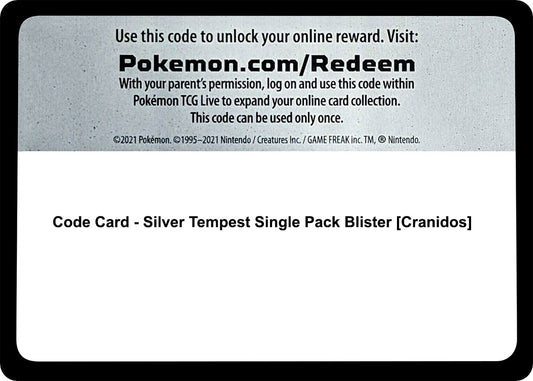 Image for Code Card - Silver Tempest Single Pack Blister [Cranidos] - Pokemon