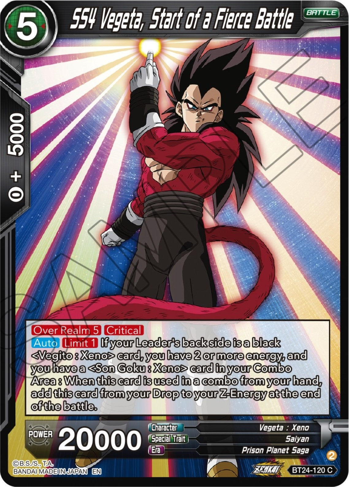 Image for SS4 Vegeta, Start of a Fierce Battle - Dragon Ball Super: Masters